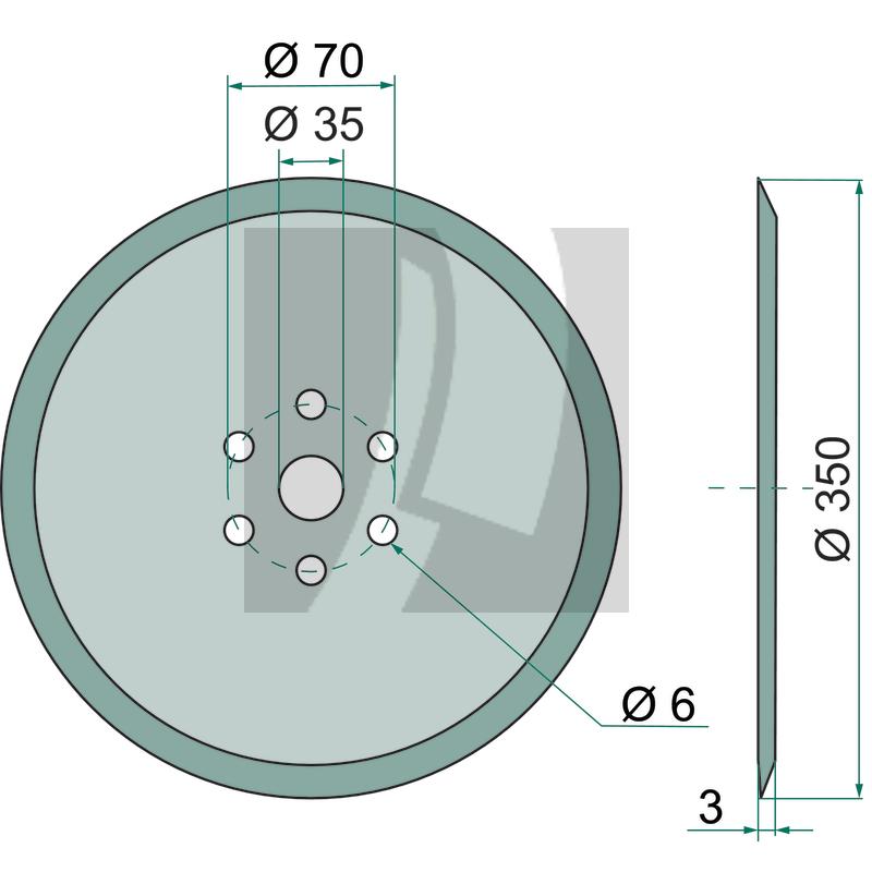 Sechscheibe ohne Scheibenlagerung glatt, Ø 350 x 3 mm