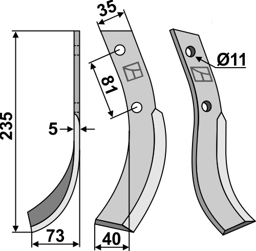 Fräsmesser 235x35mm, links, passend für Honda