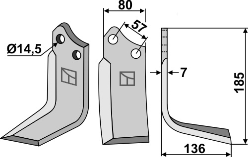 Fräsmesser 185x80mm, rechts, passend für Muratori
