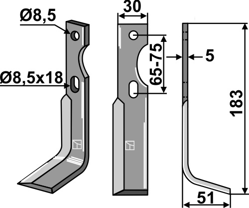 Fräsmesser 183x30mm, rechts, passend für Gutbrod