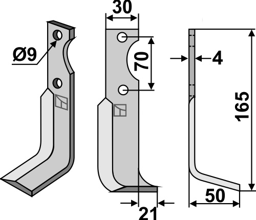 Fräsmesser 165x30mm, rechts, passend für Agria