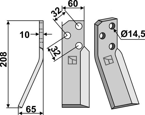 Rotorzinken 208x60mm, links, passend für RenterL.M.T.