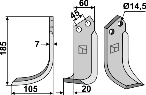 Fräsmesser 185x60mm, links, passend für Maletti