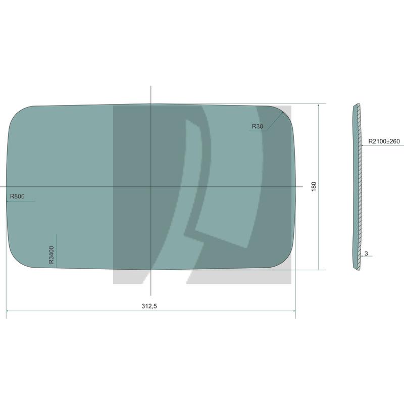 Ersatzglas Hauptspiegel unbeheizt 308 x 176 x 3 mm