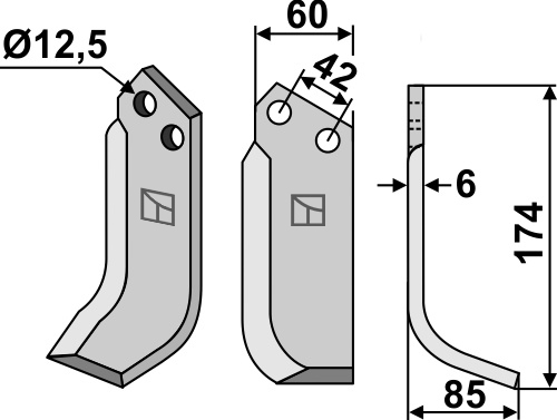 Fräsmesser 174x60mm, rechts, passend für M.E.A.A.T., Mearelli und mehr