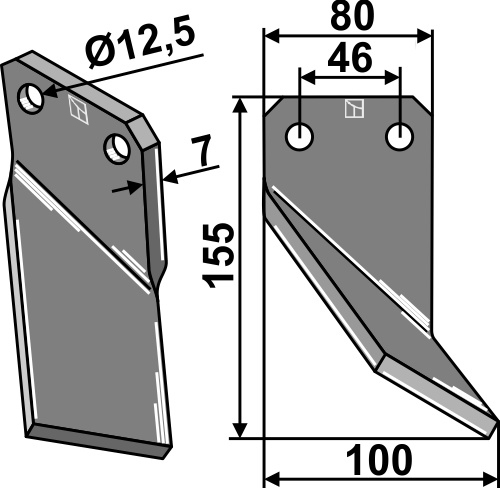 Rotorzinken 155x80mm, rechts, passend für Forigo-Roteritalia