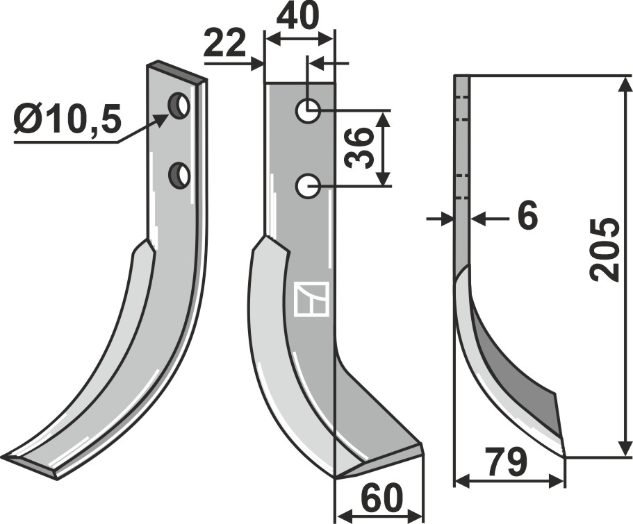 Fräsmesser 205x40mm, rechts, passend für VMC