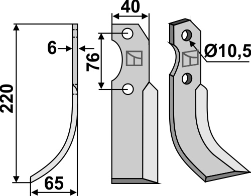 Fräsmesser 220x40mm, links, passend für Barbieri