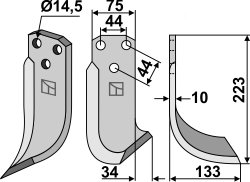 Fräsmesser 223x75mm, rechts, passend für Maletti