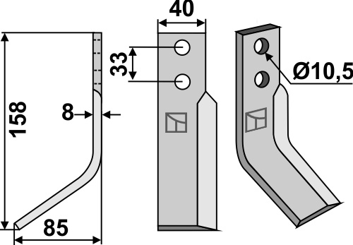 Fräsmesser 158x40mm, links, passend für Zappator