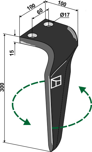 Kreiseleggenzinken, links 300 mm x 100 mm, passend für Maschio und Gaspardo