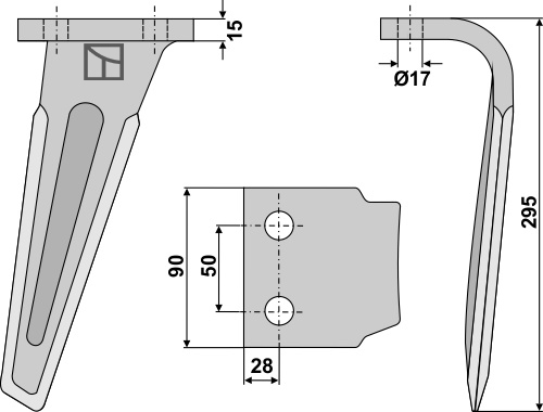 Kreiseleggenzinken rechts 295 mm x 90 mm, passend für Sicma