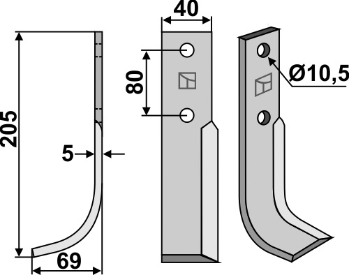 Fräsmesser 205x40mm, links, passend für FM-Matras
