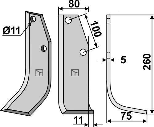Fräsmesser 260x80mm, rechts, passend für Holder