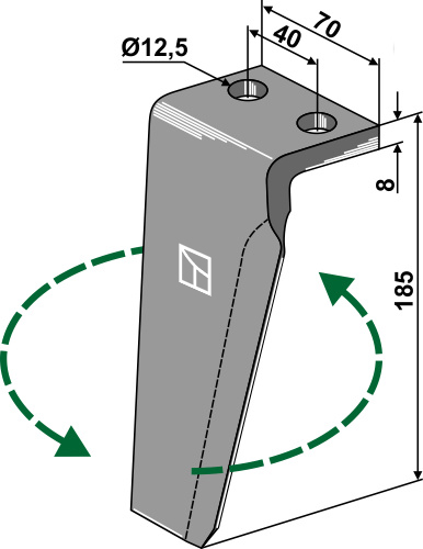 Kreiseleggenzinken links 185 mm x 70 mm, passend für Muratori und Agromec