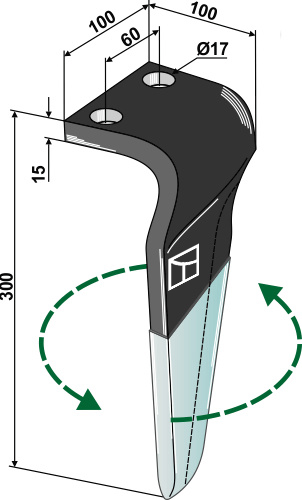 Kreiseleggenzinken (DURAFACE), links 300 x 15 mm, passend für Maschio und Gaspardo