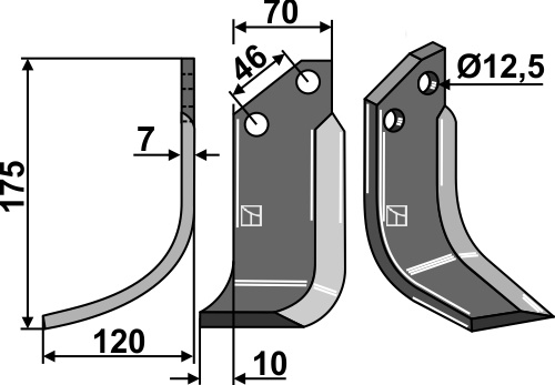 Fräsmesser 175x70mm, links, passend für Forigo-Roteritalia