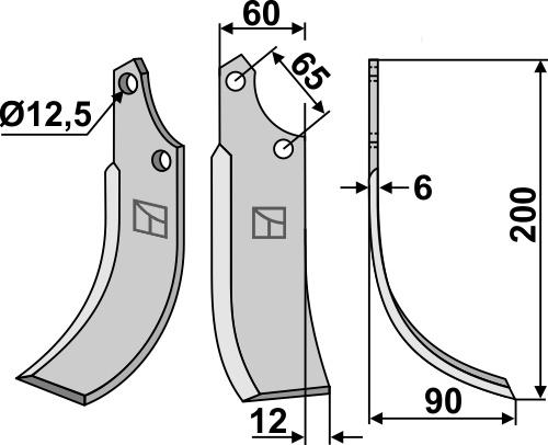 Fräsmesser 200x60mm, rechts, passend für Ortolan