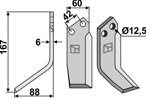 Fräsmesser 167x60mm, links, passend für Pasquali