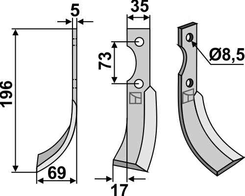 Fräsmesser 196x35mm, links, passend für Eurosystem