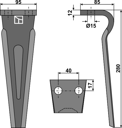 Kreiseleggenzinken 280 mm x 95 mm, passend für Forigo-Roteritalia