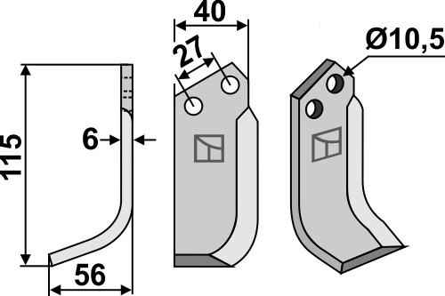 Fräsmesser 115x40mm, links, passend für B.C.S.