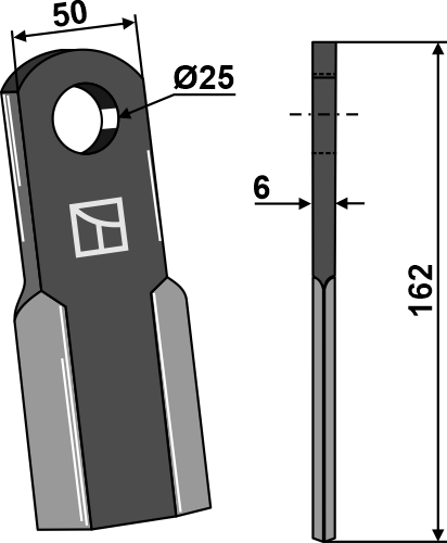 Schlegelmesser RC162x50 mm, passend für GreenTec