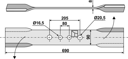 Mähermesser 690 mm - links, passend für Fischer