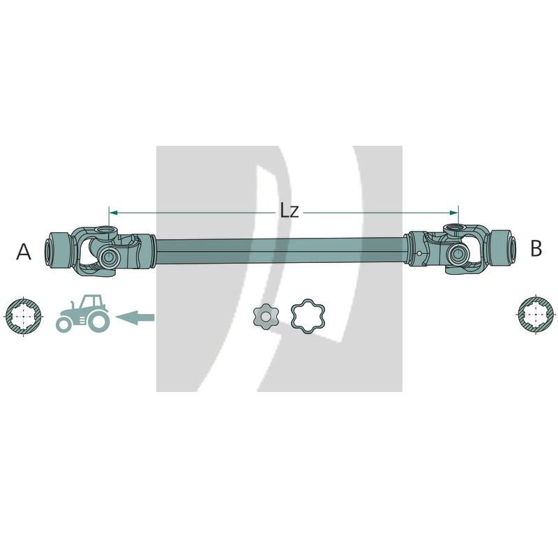 ROTARO Gelenkwelle R90 1 3/8" 6 Zähne 1010