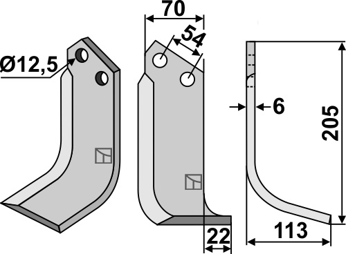 Fräsmesser 205x70mm, rechts, passend für Dondi und Goldoni
