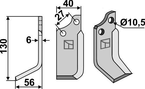 Fräsmesser 130x40mm, links, passend für B.C.S.