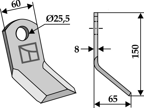 Y-Messer 150x60 mm, passend für Leckron