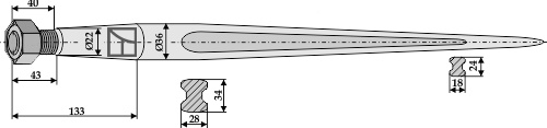 Zinken für Frontlader 900 mm, passend für Baas-Trima
