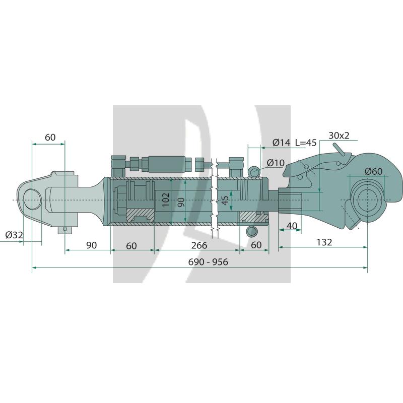 Hydraulischer Oberlenker 680 / 895 mm