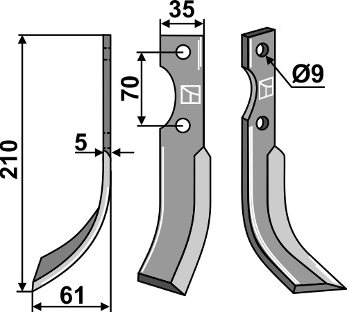 Fräsmesser 210x35mm, links, passend für Fischgräbe