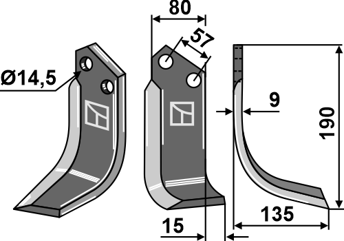 Fräsmesser 190x80mm, rechts, passend für Alpego