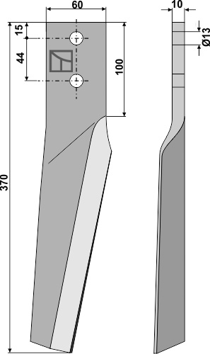 Kreiseleggenzinken links 370 mm x 60 mm, passend für Maschio und Gaspardo