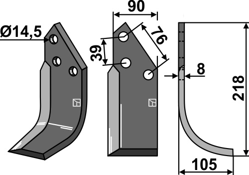 Fräsmesser 218x90mm, rechts, passend für Breviglieri/Breviagri
