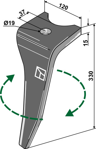 Kreiseleggenzinken rechts 330 mm x 120 mm, passend für Amazone