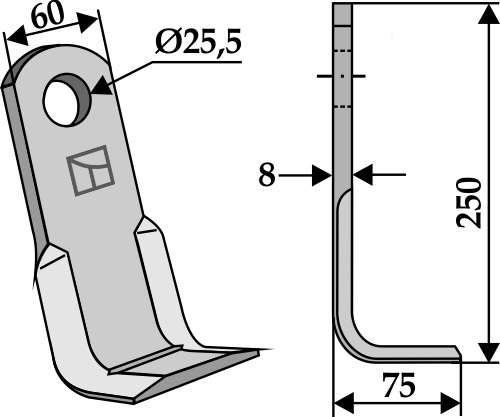 Winkelmesser 250x60 mm, passend für Claas und Ferri