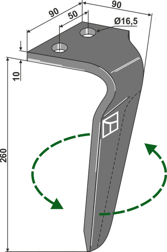 Kreiseleggenzinken links 260 mm x 90 mm, passend für Celli