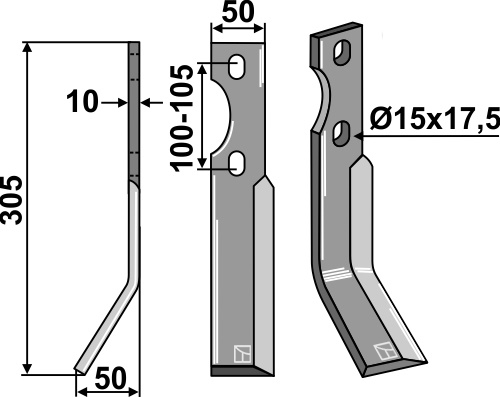 Rotorzinken 305x50mm, links, passend für Simon