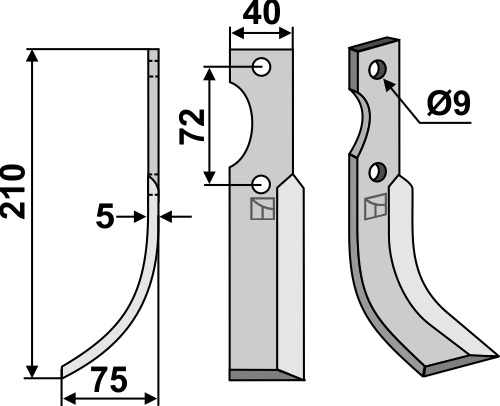 Fräsmesser 210x40mm, links, passend für Hako