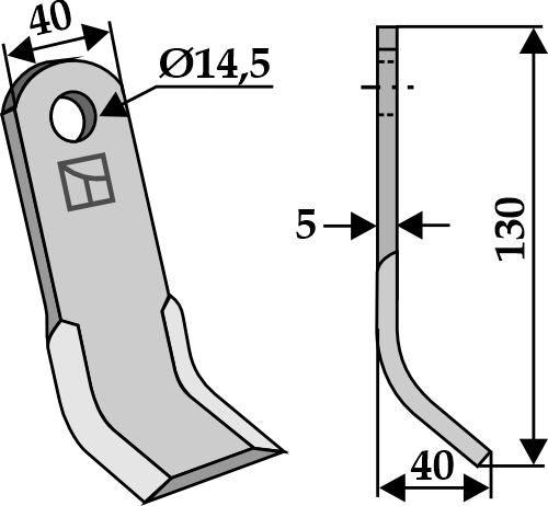 Y-Messer 130x40 mm, passend für Kverneland, S.M.A. und mehr