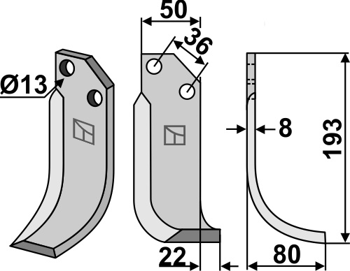 Fräsmesser 193x50mm, rechts, passend für P.G.S.
