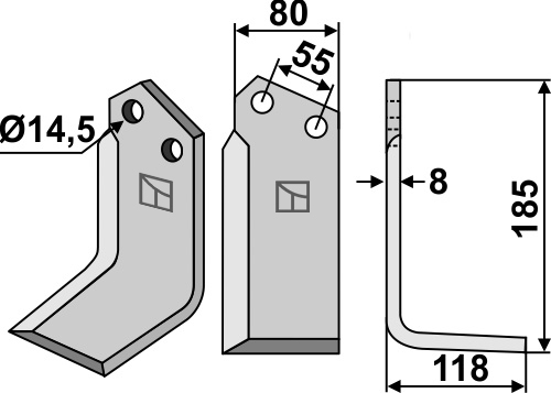 Fräsmesser 185x80mm, rechts, passend für Sicma(Miglianico)