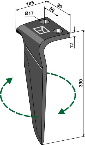 Kreiseleggenzinken, rechts 330 mm x 90 mm, passend für Maschio und Gaspardo