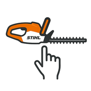 Icon Produkt auswählen. Kettensäge STIHL mit Finger