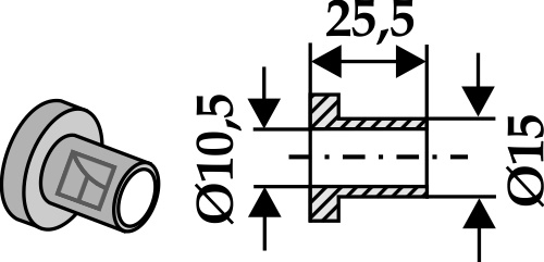 Innenbuchse 25,5x10,5x15, passend für Bomford, Noremat und mehr