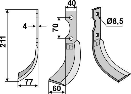 Fräsmesser 211x40mm, links, passend für S.E.P.